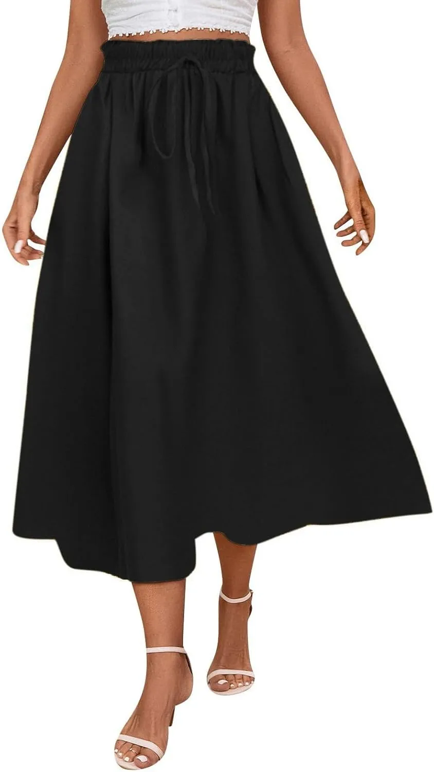 Floral Skirts for Women 2025 A-Line Loose Elastic High Waist Elastic Waist Pleated Summer Swing Skirts with Pocket