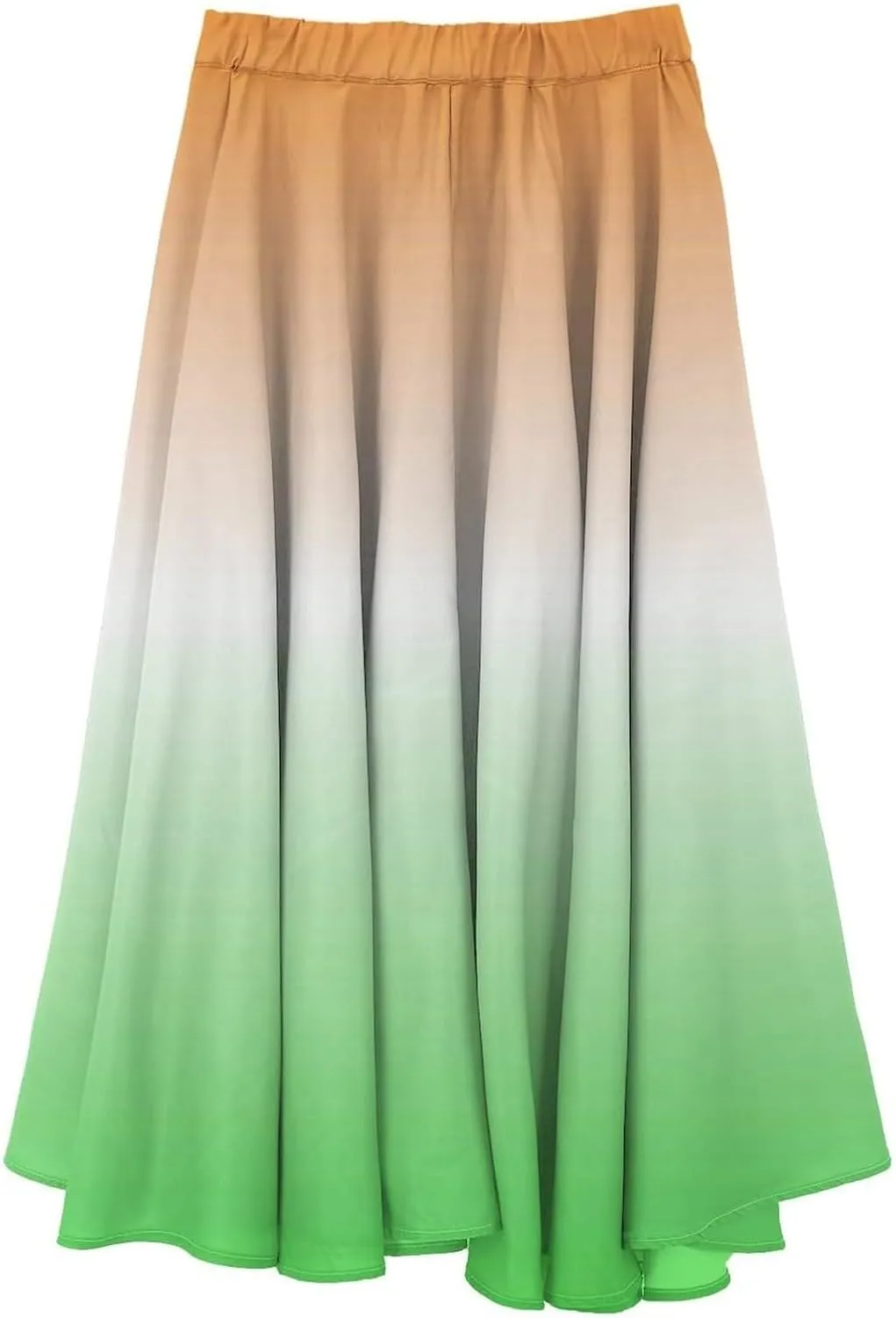 Flowy Maxi Skirts for Women Boho Beach Vacation Gradient Color Elastic Waist Linen A Line Long Skirt Swing Dress