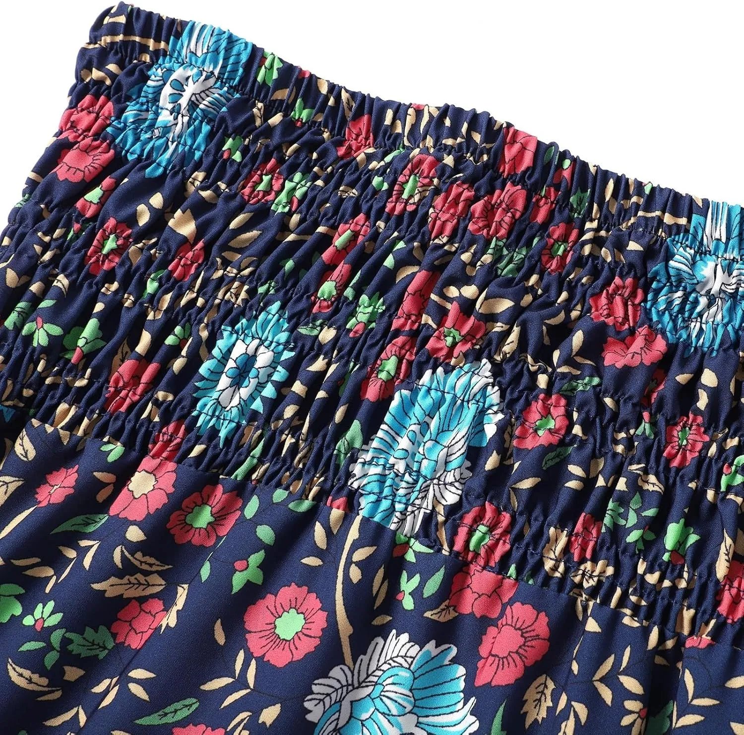 Flowy Skirts for Women Boho Summer Casual Floral Maxi Skirt Cute Tiered Vacation High Waisted A Line Long Skirts Trendy