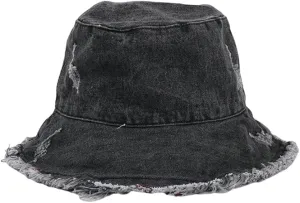 Frayed Denim Bucket Hats for Women Men Washed Cotton Wide Brim Summer Fisherman Cap Beach Sun Hats