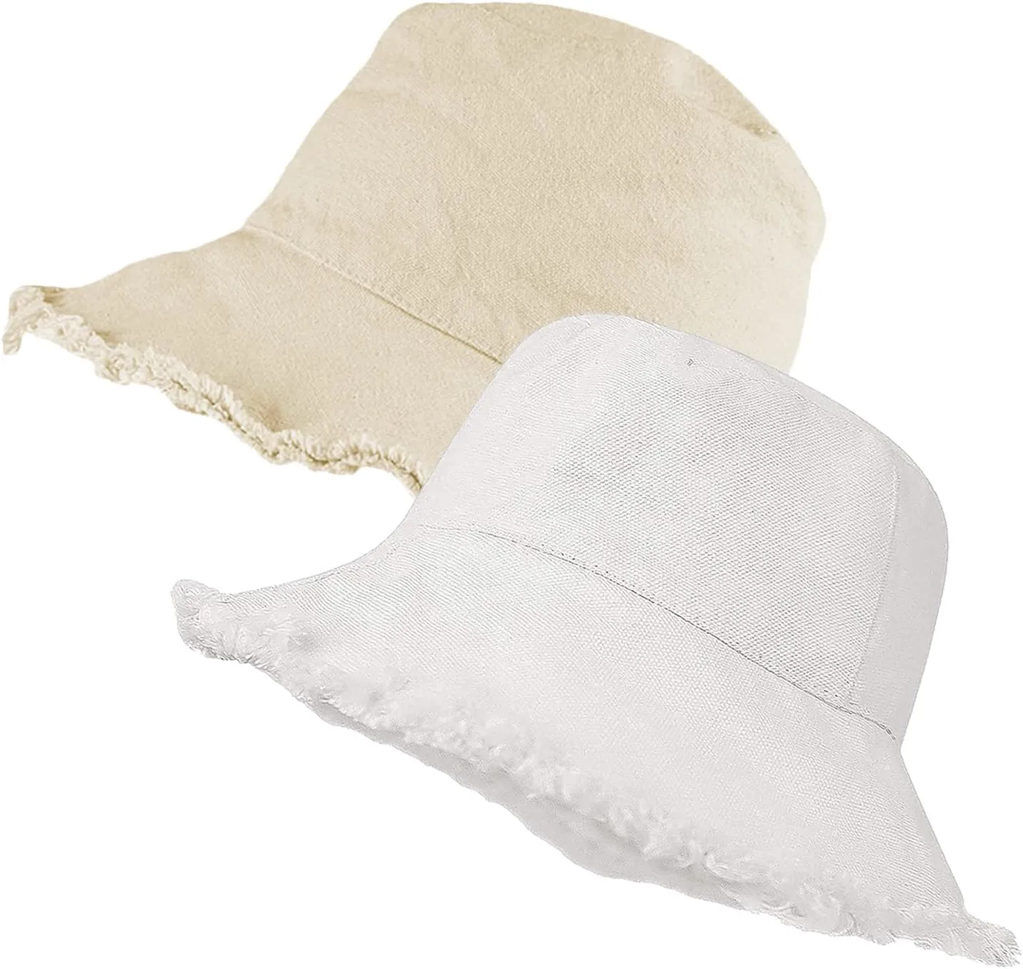 Frayed-Edge-Bucket-Hat-Summer Distressed-Beach-Sun-Hat-for-Women Men Teens Girls- Floppy Wide-Brim Fisherman Cap(Size: 7 1/8)