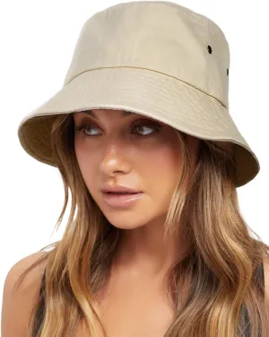 FURTALK Bucket Hats for Women Washed Cotton Packable Summer Beach Sun Hats Bucket Hat with Strings for Travel