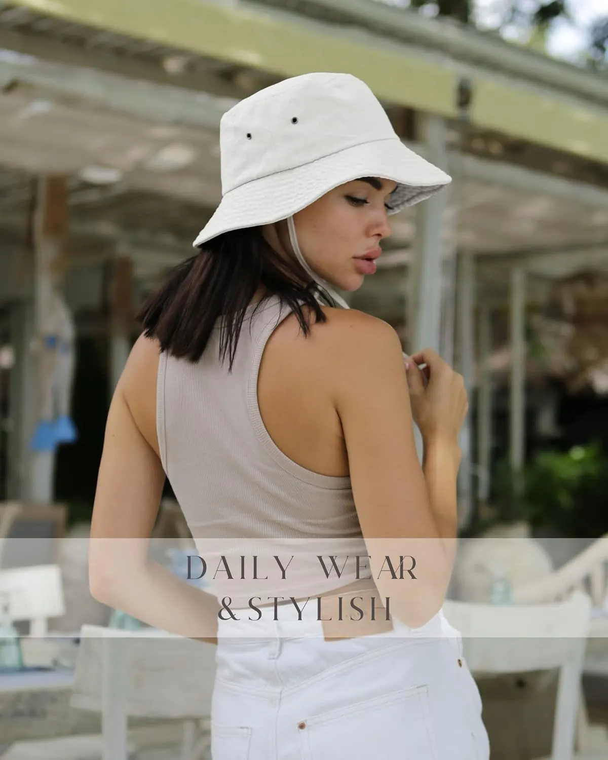 FURTALK Bucket Hats for Women Washed Cotton Packable Summer Beach Sun Hats Bucket Hat with Strings for Travel