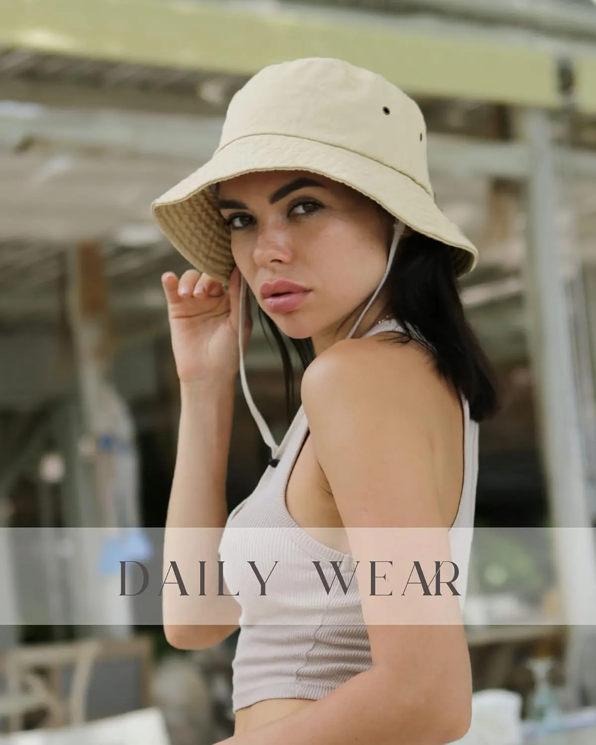 FURTALK Bucket Hats for Women Washed Cotton Packable Summer Beach Sun Hats Bucket Hat with Strings for Travel