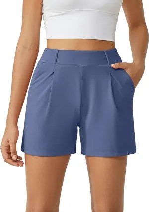 G4Free 2025 Trendy Shorts for Women Dressy Casual High Waisted Lounge Summer Pleated Shorts with Pockets