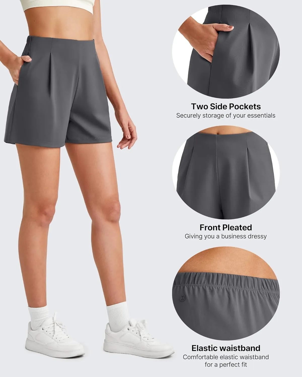 G4Free Women Shorts Dressy Casual 2025 Trendy Summer High Waisted Tailored Trouser Shorts with Pockets
