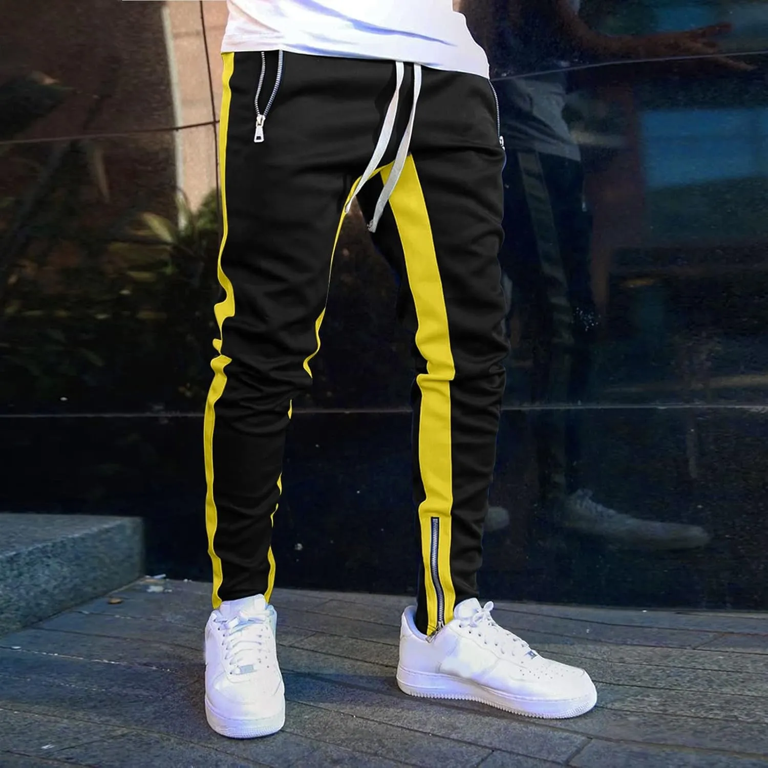 GIERIDUC Men's Cargo Pants Casual Long Pants Halloween Leggings Plus Size Mens Drawstring Cargo Pants Red and Black Tracksuit