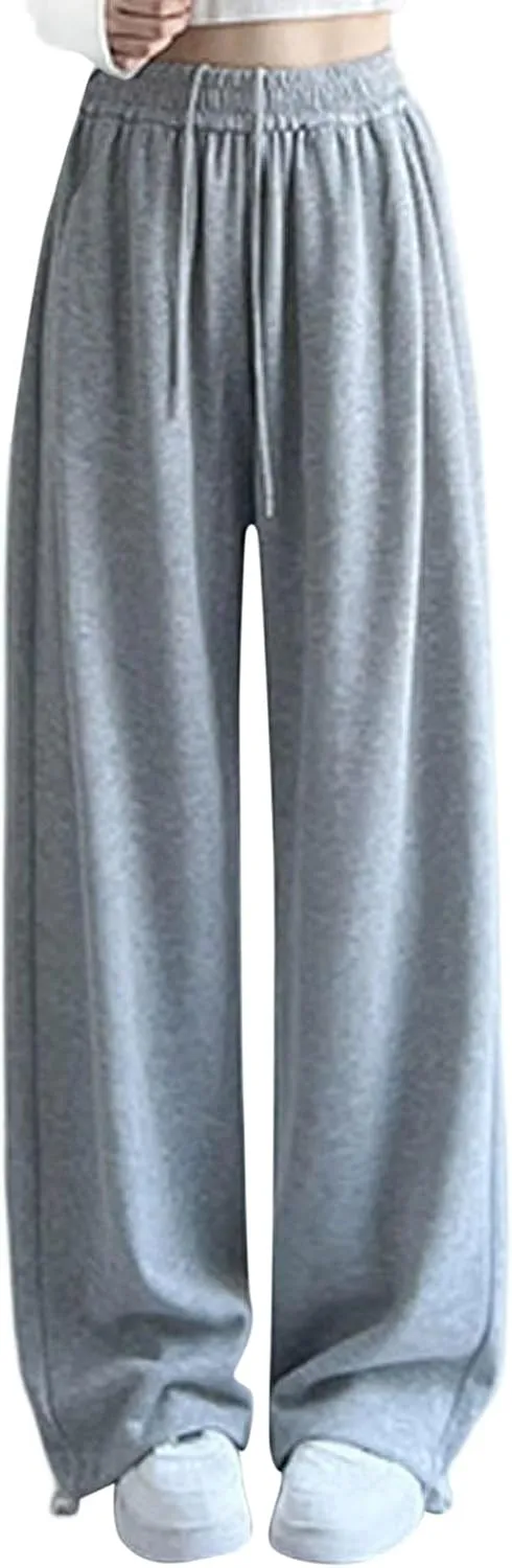 Girls Oversized Wide Leg Sweatpants Drawstring Kids Baggy Straight Leg Track Pants Casual Plain with Pockets