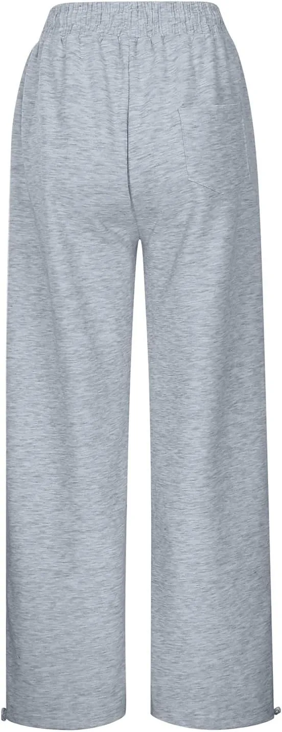 Girls Oversized Wide Leg Sweatpants Drawstring Kids Baggy Straight Leg Track Pants Casual Plain with Pockets