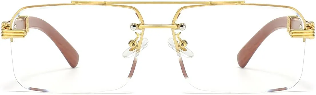 Gleyemor Mens Sunglasses Fashion Rimless Rectangle Sunglasses Square Frameless Sunglasses for Men