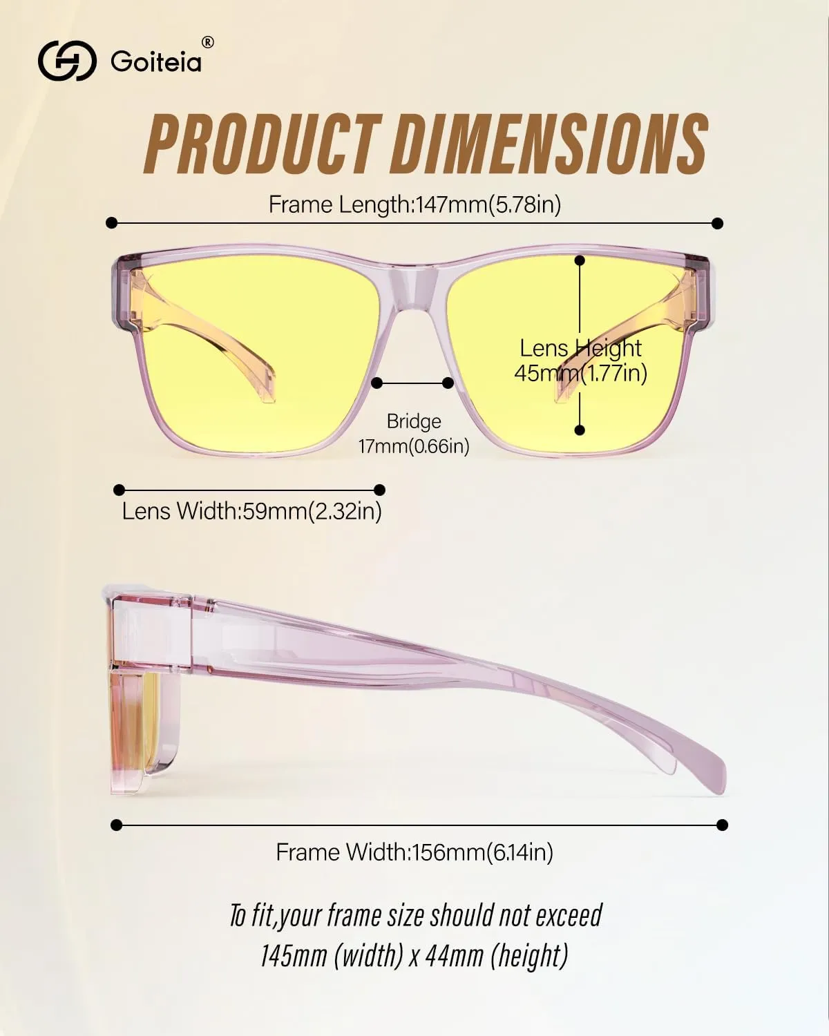 Goiteia Night Driving Glasses Fit over Glasses for Men Women, Yellow Anti Glare Polarized Night Vision Glasses for Driving