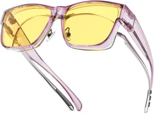 Goiteia Night Driving Glasses Fit over Glasses for Men Women, Yellow Anti Glare Polarized Night Vision Glasses for Driving