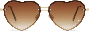 Heart Shaped Sunglasses for Women Trendy Rimless Sunglasses Party Favors Cat Eye Vintage Rhinestone Sunnies AP3669