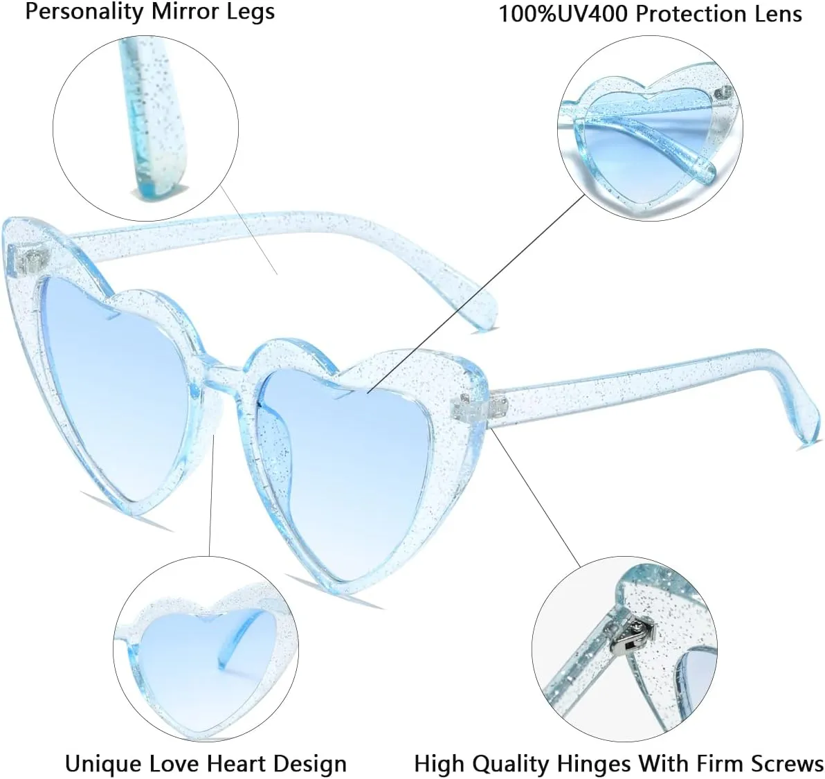 Heart Shaped Sunglasses for Women,Vintage Cat Eye Mod Style Retro Glasses UV4008805-purple