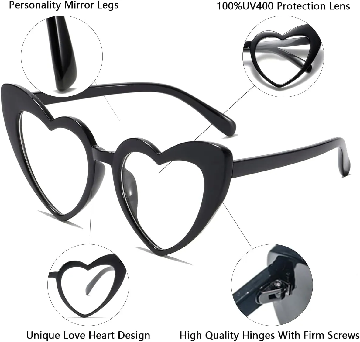 Heart Shaped Sunglasses for Women,Vintage Cat Eye Mod Style Retro Glasses UV4008805-purple