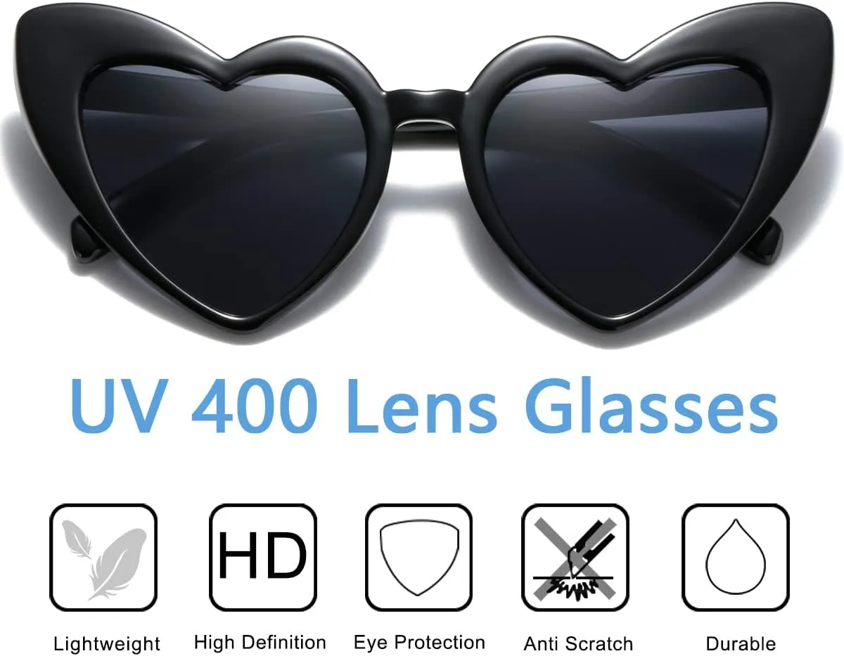 Heart Shaped Sunglasses for Women,Vintage Cat Eye Mod Style Retro Glasses UV4008805-purple