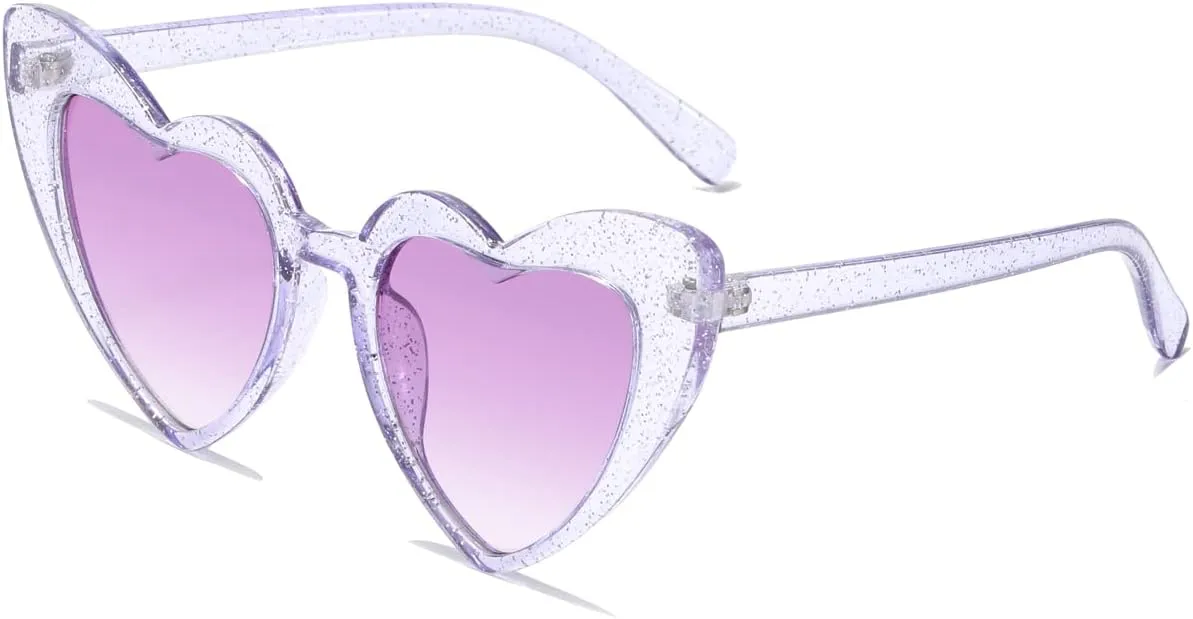 Heart Shaped Sunglasses for Women,Vintage Cat Eye Mod Style Retro Glasses UV4008805-purple