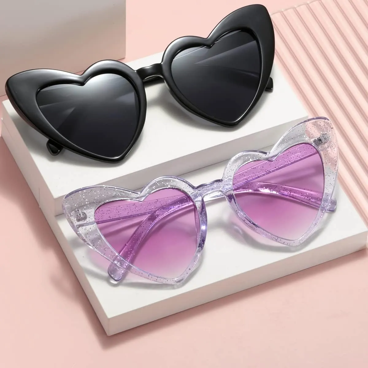 Heart Shaped Sunglasses for Women,Vintage Cat Eye Mod Style Retro Glasses UV4008805-purple