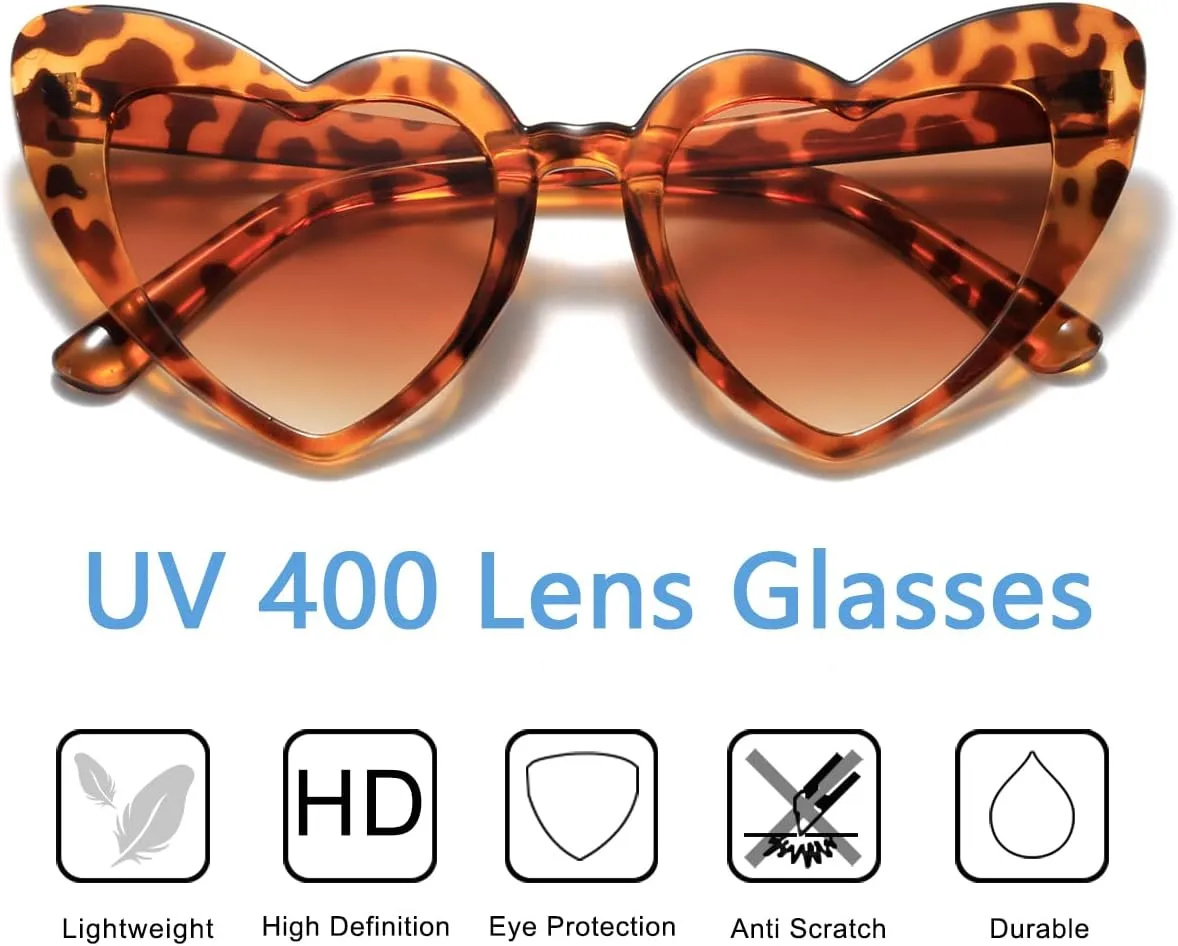 Heart Shaped Sunglasses for Women,Vintage Cat Eye Mod Style Retro Glasses UV4008805-purple