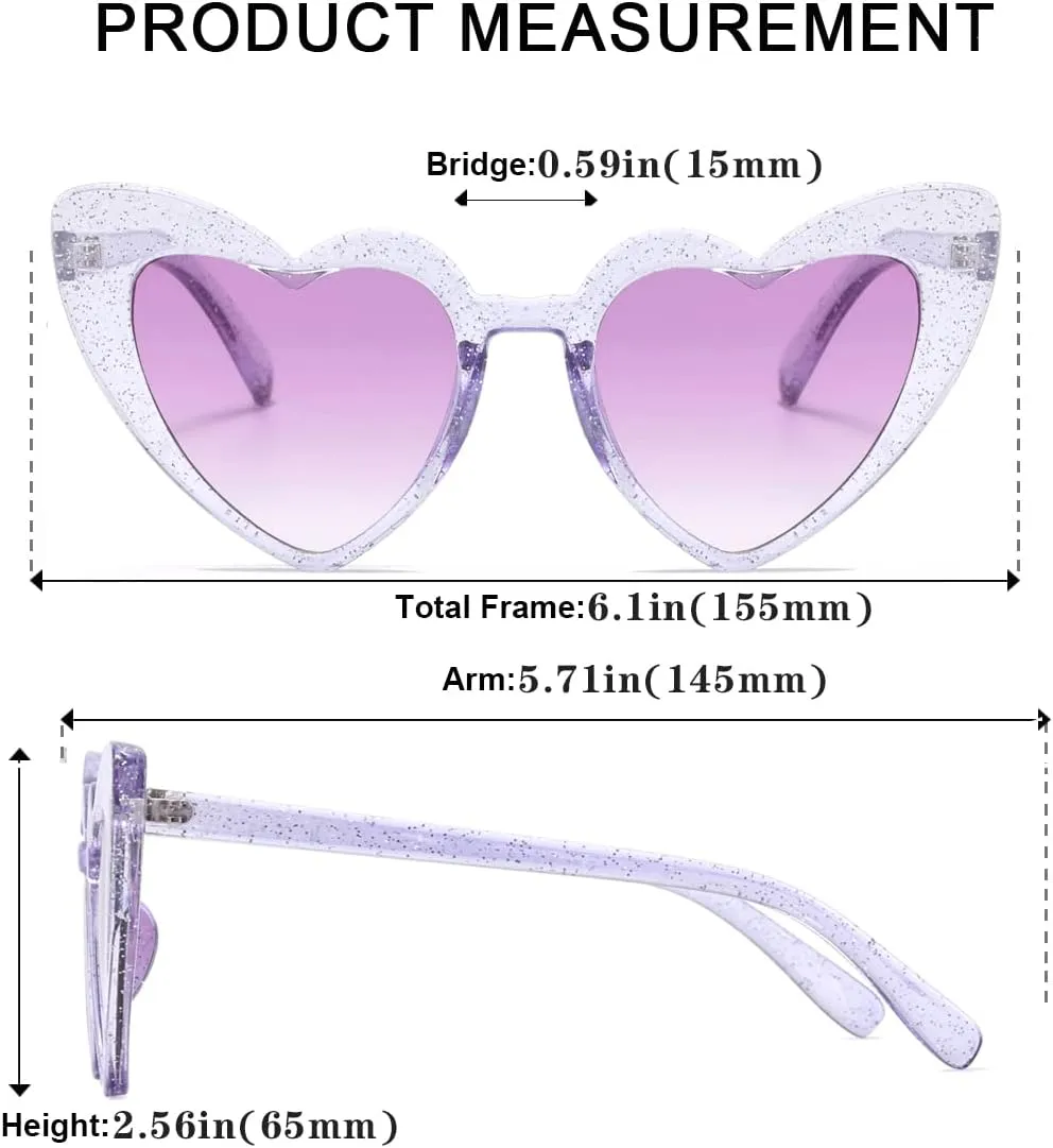 Heart Shaped Sunglasses for Women,Vintage Cat Eye Mod Style Retro Glasses UV4008805-purple