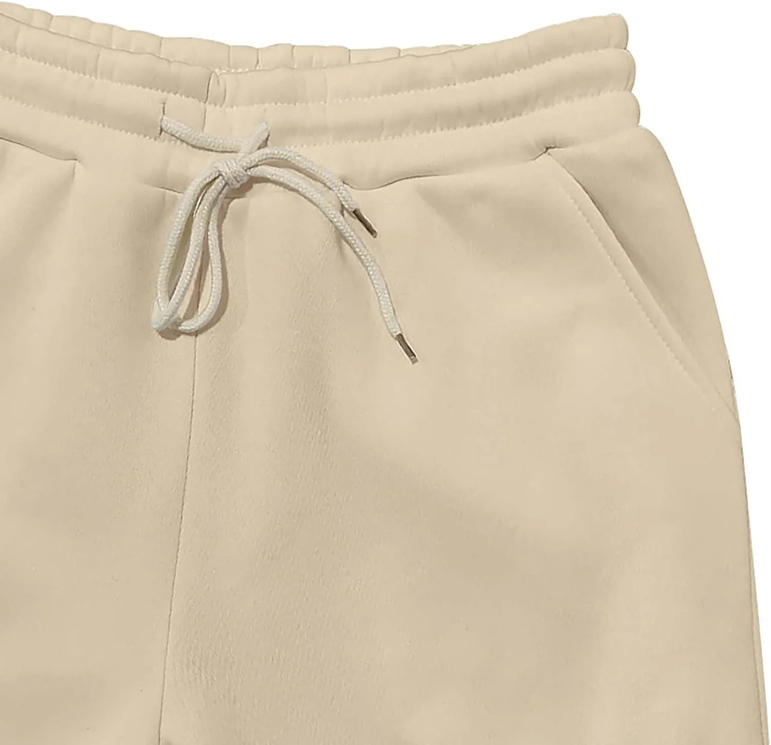 Heavyweight Fleece Cargo Sweatpants for Men Baggy Elastic Waist Drawstring Sweat Pants with Pockets Joggers Trousers
