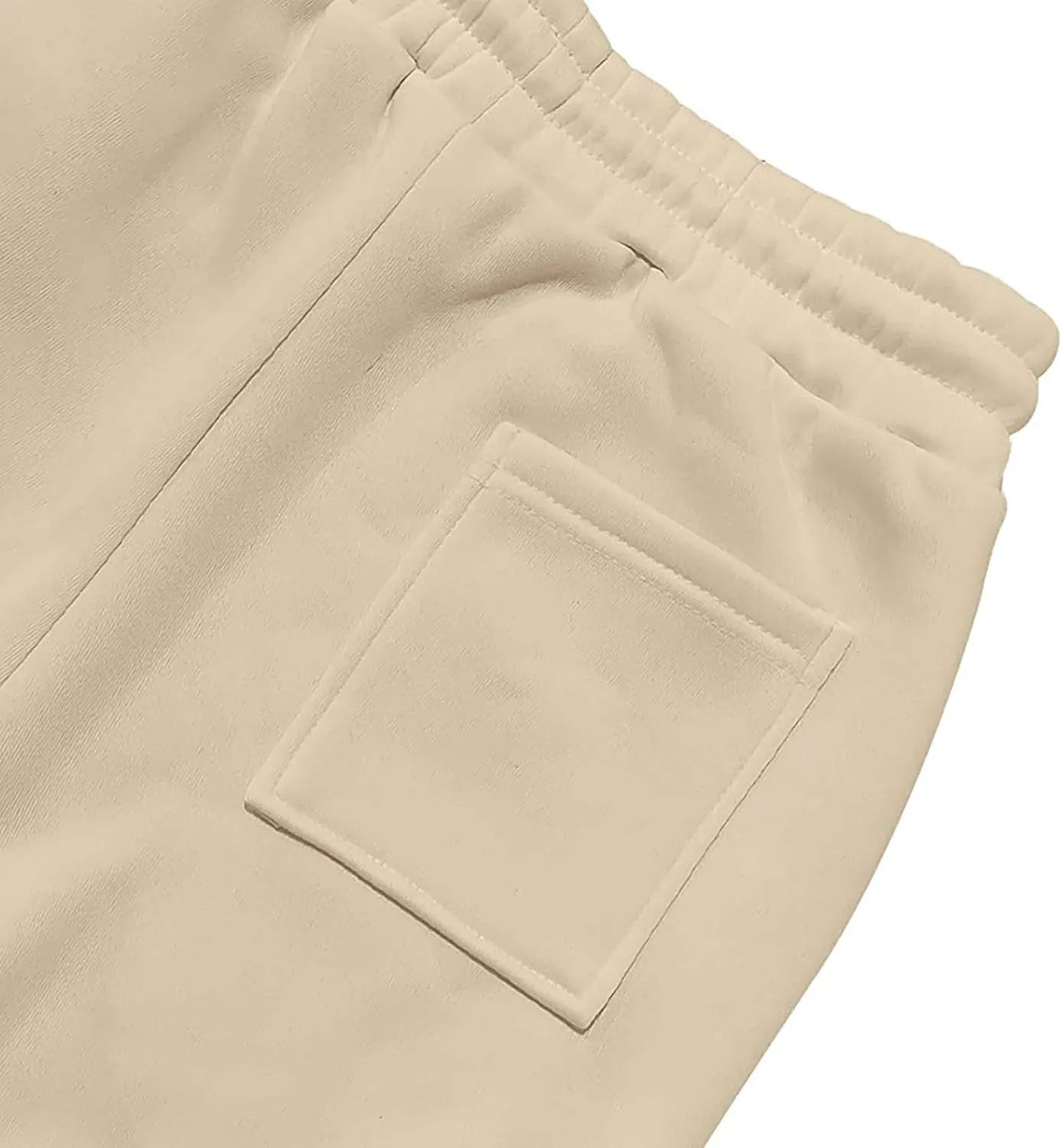 Heavyweight Fleece Cargo Sweatpants for Men Baggy Elastic Waist Drawstring Sweat Pants with Pockets Joggers Trousers