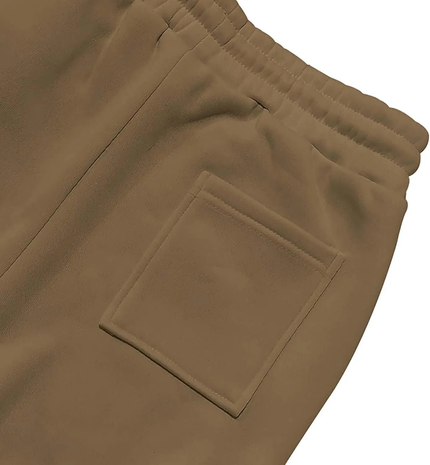 Heavyweight Fleece Cargo Sweatpants for Men Baggy Elastic Waist Drawstring Sweat Pants with Pockets Joggers Trousers