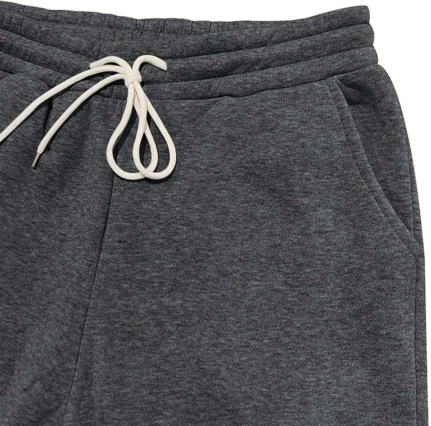Heavyweight Fleece Cargo Sweatpants for Men Baggy Elastic Waist Drawstring Sweat Pants with Pockets Joggers Trousers