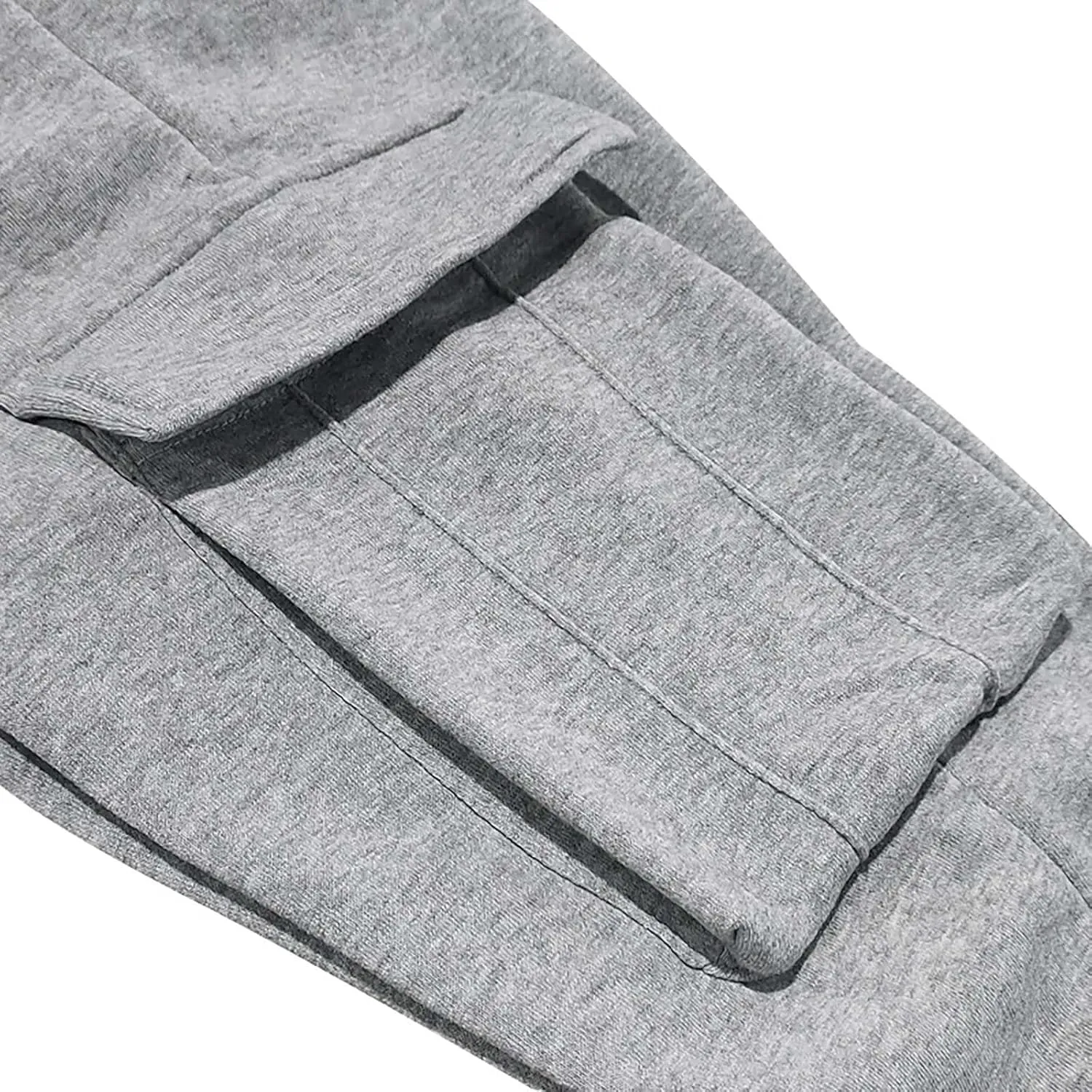 Heavyweight Fleece Cargo Sweatpants for Men Baggy Elastic Waist Drawstring Sweat Pants with Pockets Joggers Trousers