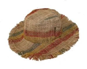 Hemp Sun Hat Wired Wide Brim Farmers hat with Frayed Edges, Raw Hemp Natural Straw Summer Hippie hat