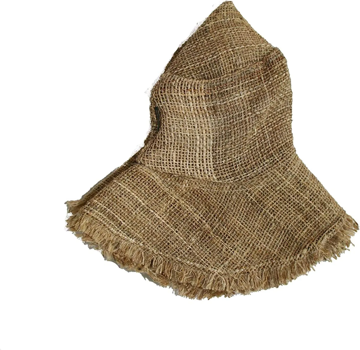 Hemp Sun Hat Wired Wide Brim Farmers hat with Frayed Edges, Raw Hemp Natural Straw Summer Hippie hat