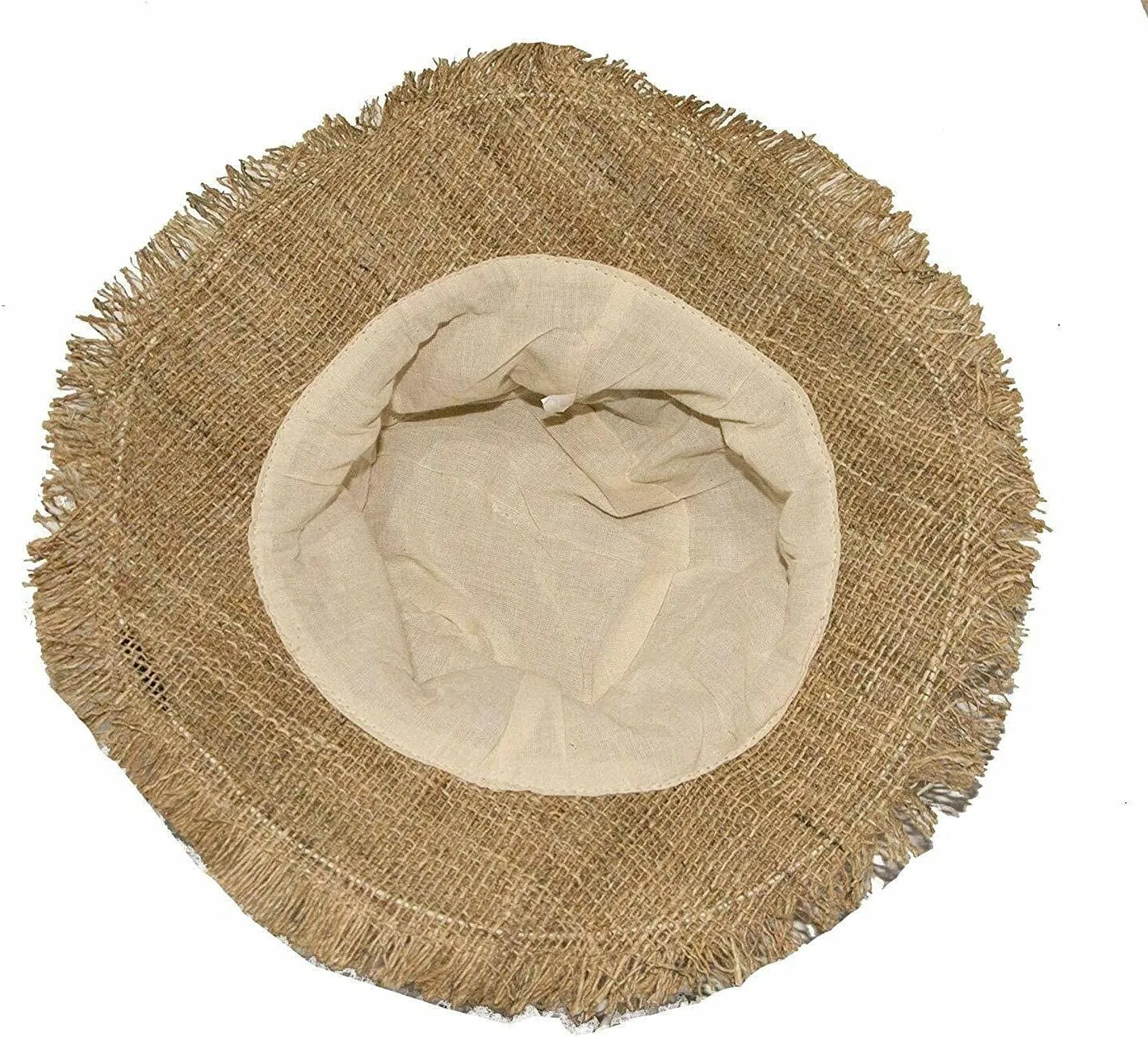 Hemp Sun Hat Wired Wide Brim Farmers hat with Frayed Edges, Raw Hemp Natural Straw Summer Hippie hat