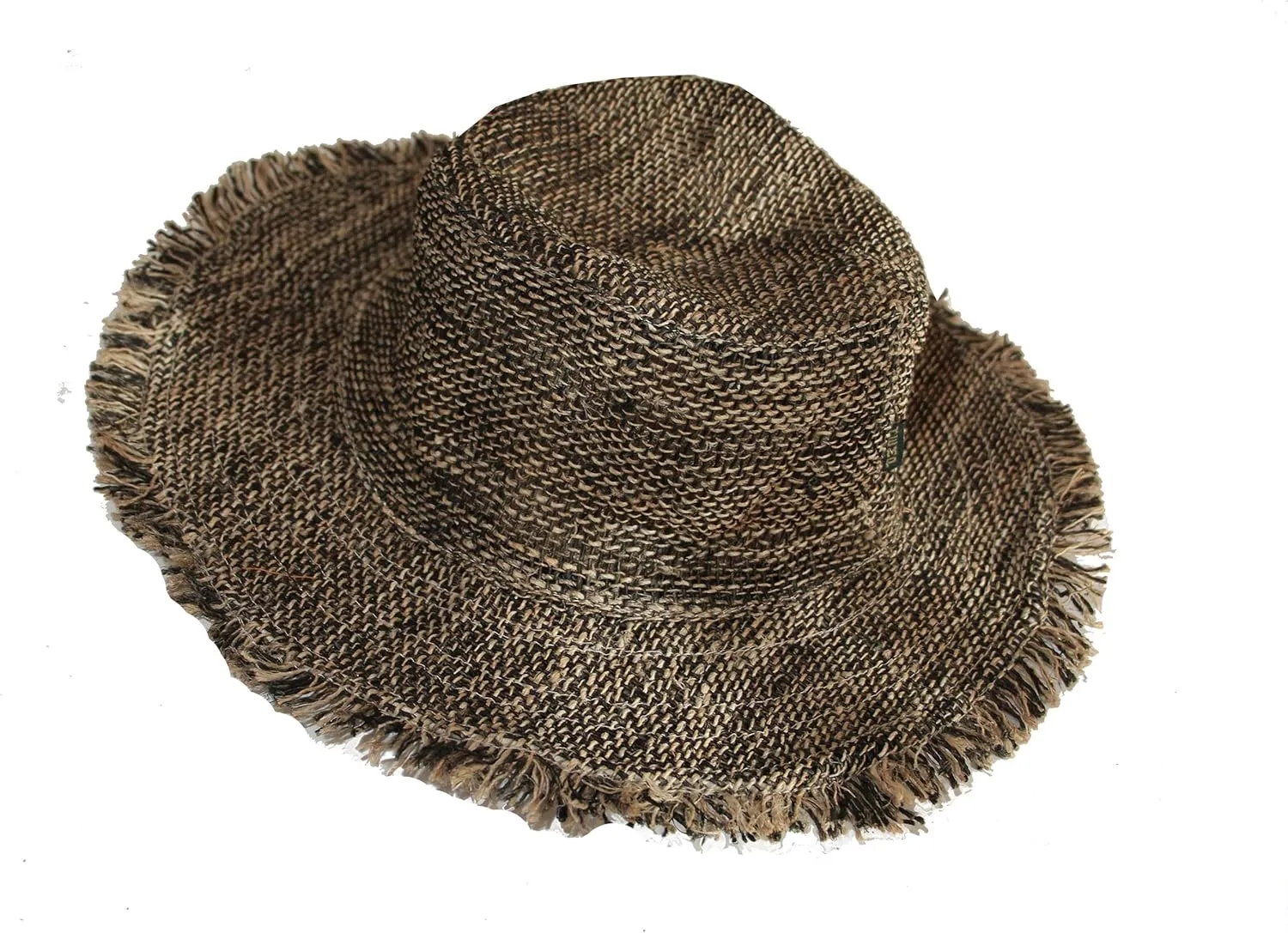 Hemp Sun Hat Wired Wide Brim Farmers hat with Frayed Edges, Raw Hemp Natural Straw Summer Hippie hat
