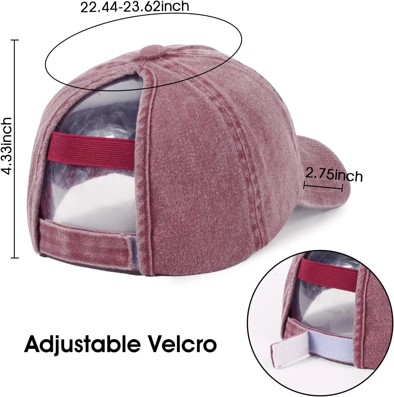 HH HOFNEN Ponytail Hats Womens Washed Distressed Baseball Cap High Ponycaps Cotton Dad Hat with Ponytail Hole