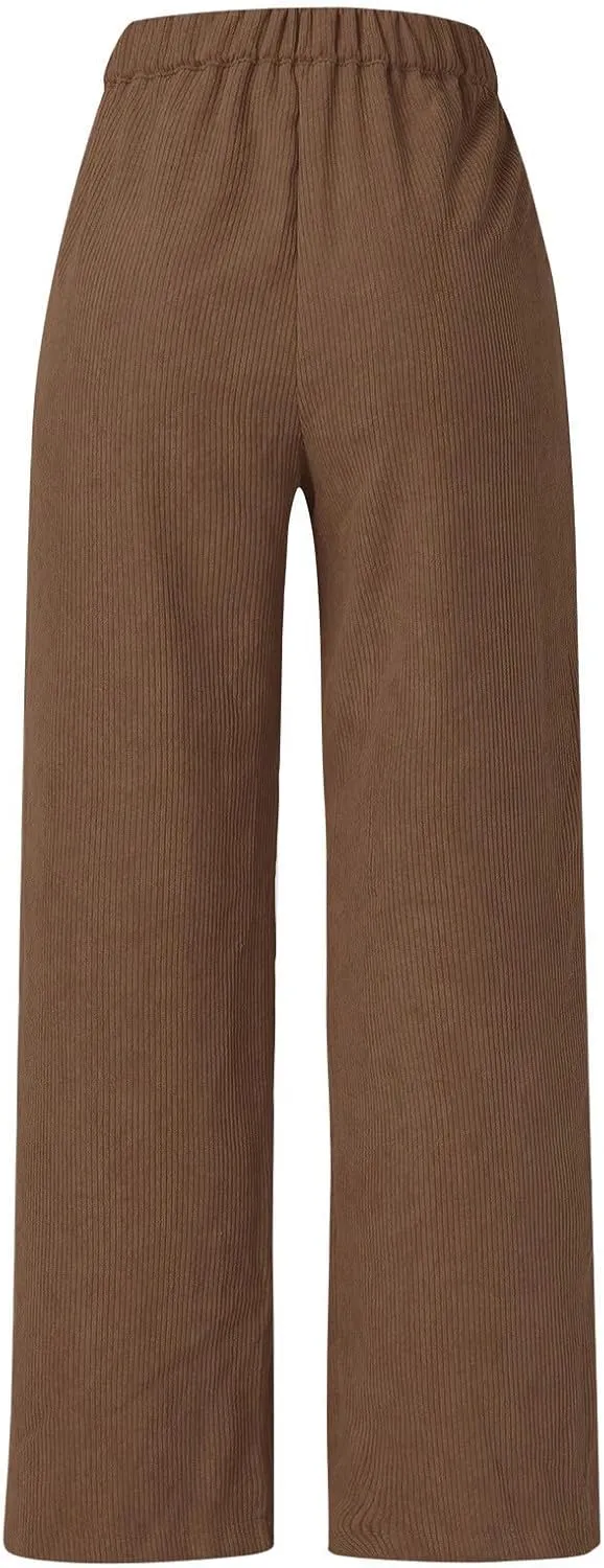 High Waist Cord Wide Leg Pants Straight Trousers Women Big Size Corduroy Pants Womens Clothes Plus Size