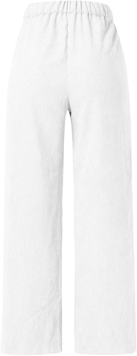 High Waist Cord Wide Leg Pants Straight Trousers Women Big Size Corduroy Pants Womens Clothes Plus Size
