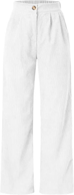 High Waist Cord Wide Leg Pants Straight Trousers Women Big Size Corduroy Pants Womens Clothes Plus Size