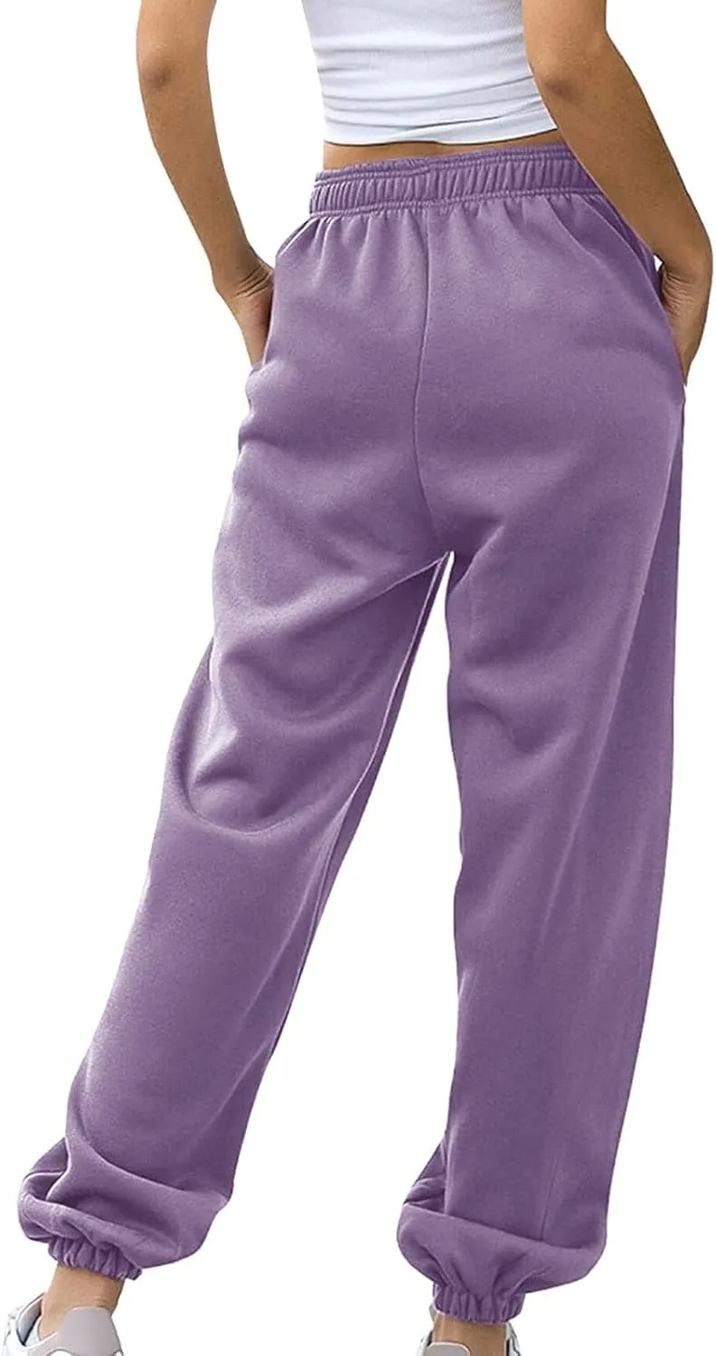 high Waisted Sweatpants for Women Baggy Cinch Bottom Jogger Casual Pants Casual Baggy Fleece Warm Lounge Trousers