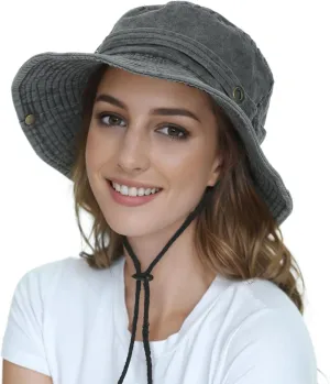 HLLMAN Men's Wide Brim Sun Hat-UPF 50  Protection,Waterproof Bucket Hat for Fishing, Hiking, Camping,Breathable Nylon & Mesh
