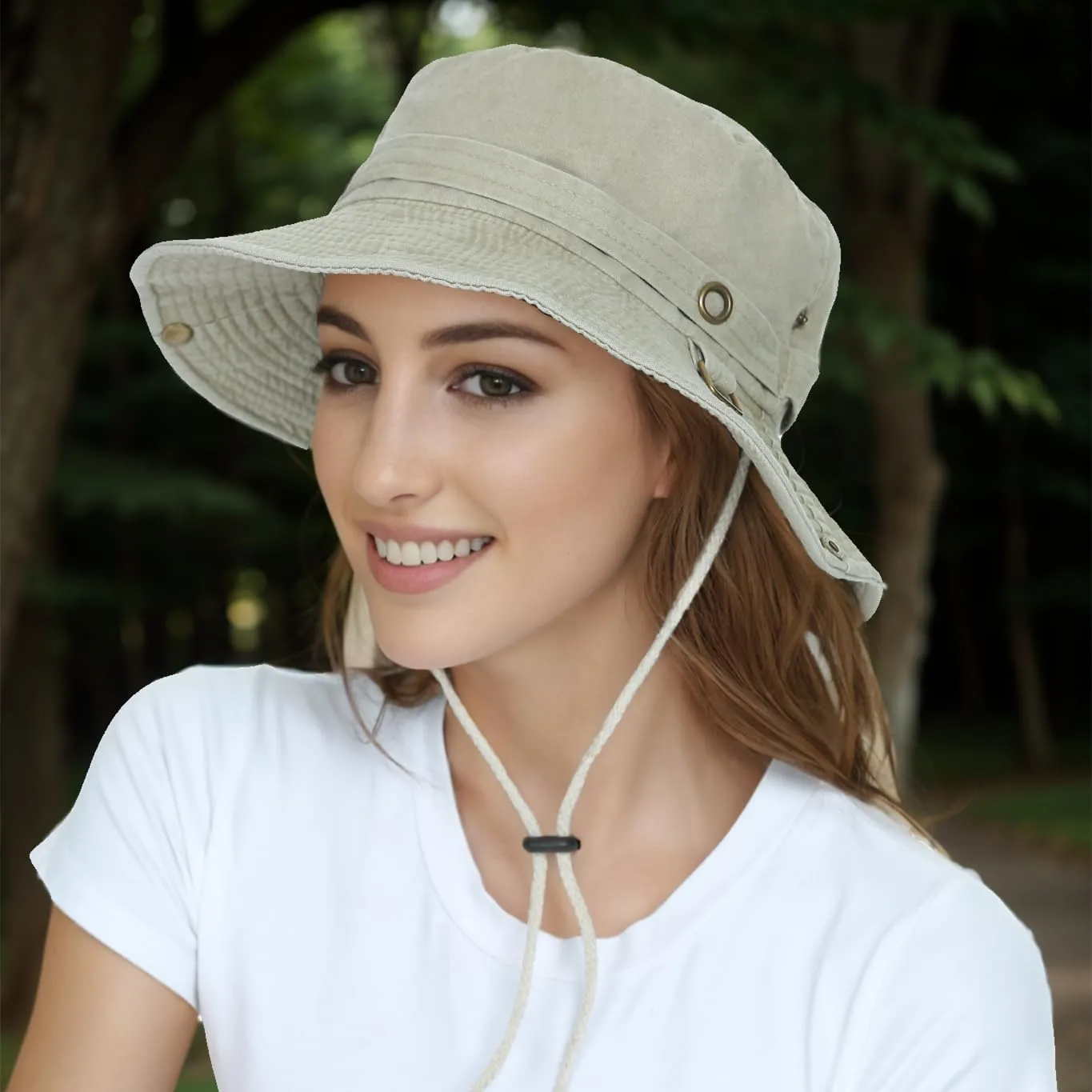 HLLMAN Men's Wide Brim Sun Hat-UPF 50  Protection,Waterproof Bucket Hat for Fishing, Hiking, Camping,Breathable Nylon & Mesh