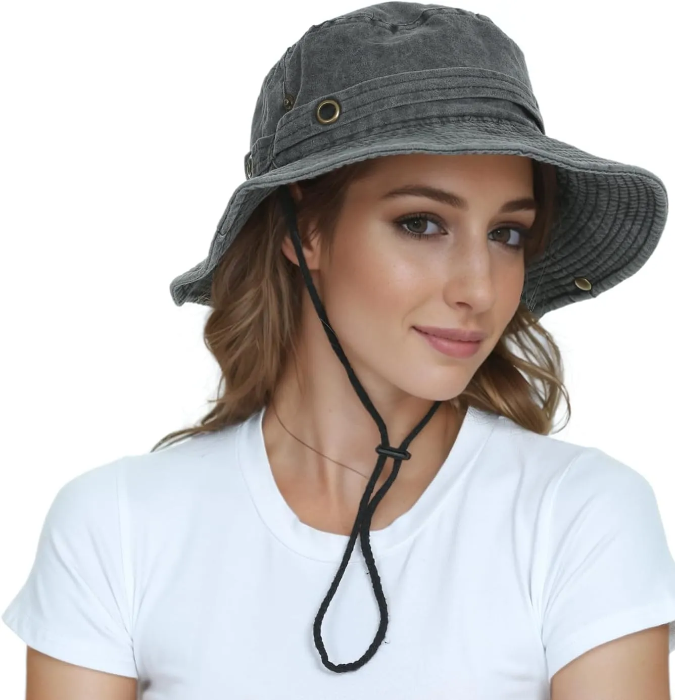 HLLMAN Men's Wide Brim Sun Hat-UPF 50  Protection,Waterproof Bucket Hat for Fishing, Hiking, Camping,Breathable Nylon & Mesh