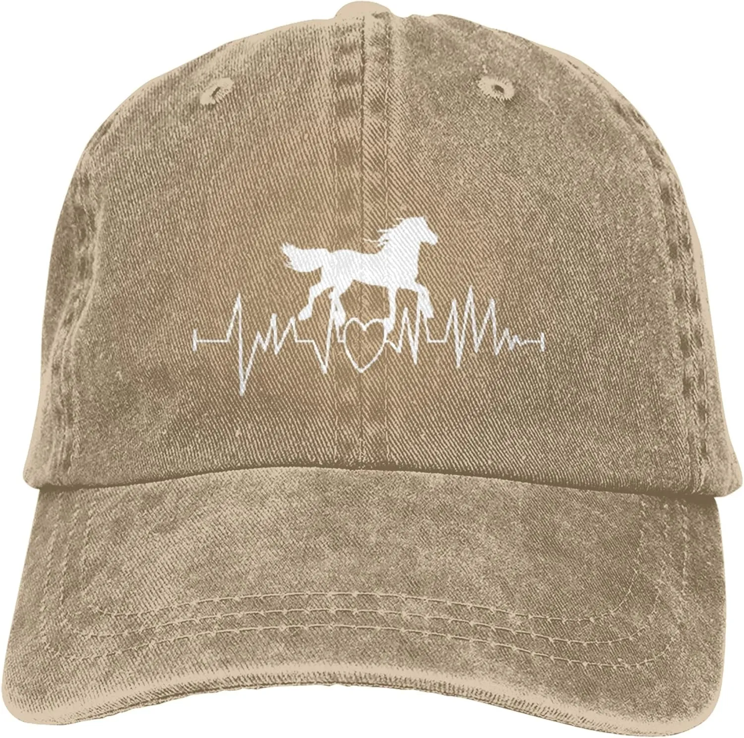 Horse Heartbeat hat for Women Men Vintage Hats Baseball Cap Adjustable Washed Cotton Cap