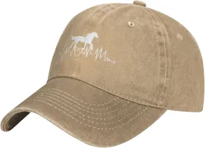 Horse Heartbeat hat for Women Men Vintage Hats Baseball Cap Adjustable Washed Cotton Cap