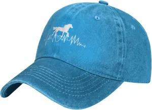 Horse Heartbeat hat for Women Men Vintage Hats Baseball Cap Adjustable Washed Cotton Cap