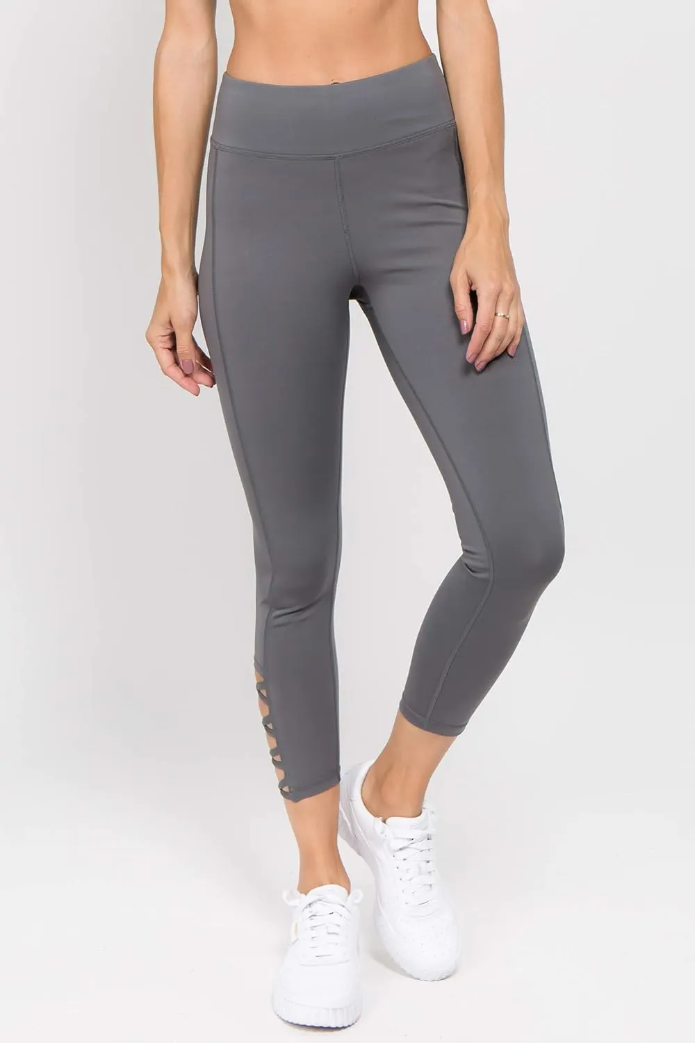 ICONOFLASH Workout Leggings for Women High Waist Pockets with Lattice Details Sport Pants
