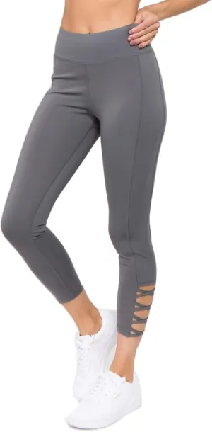 ICONOFLASH Workout Leggings for Women High Waist Pockets with Lattice Details Sport Pants
