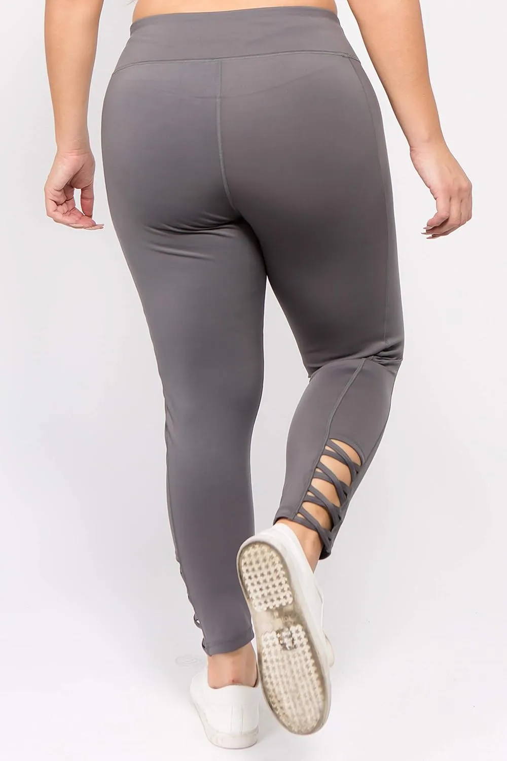 ICONOFLASH Workout Leggings for Women High Waist Pockets with Lattice Details Sport Pants