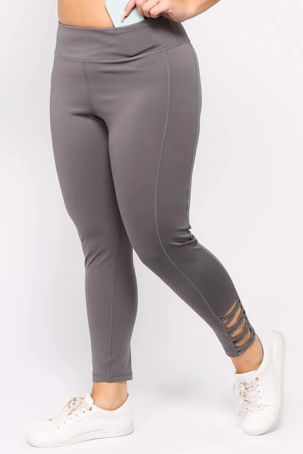 ICONOFLASH Workout Leggings for Women High Waist Pockets with Lattice Details Sport Pants