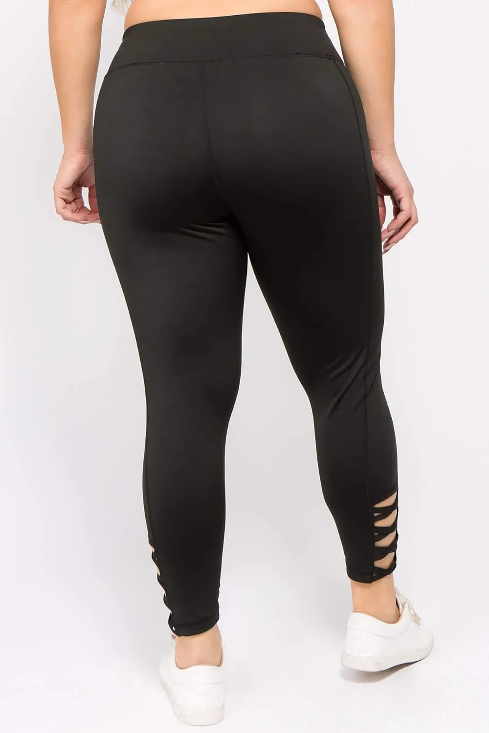 ICONOFLASH Workout Leggings for Women High Waist Pockets with Lattice Details Sport Pants