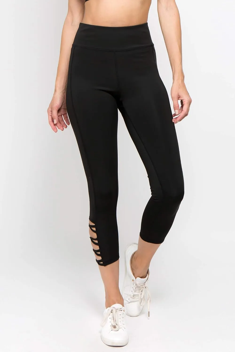 ICONOFLASH Workout Leggings for Women High Waist Pockets with Lattice Details Sport Pants